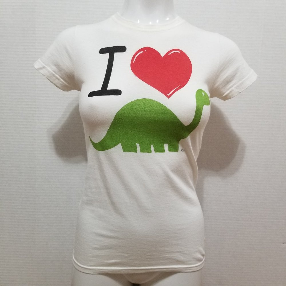 Bay Island top Small I Heart Love Dinosaur graphic novelty emo Y2K Hot Topic